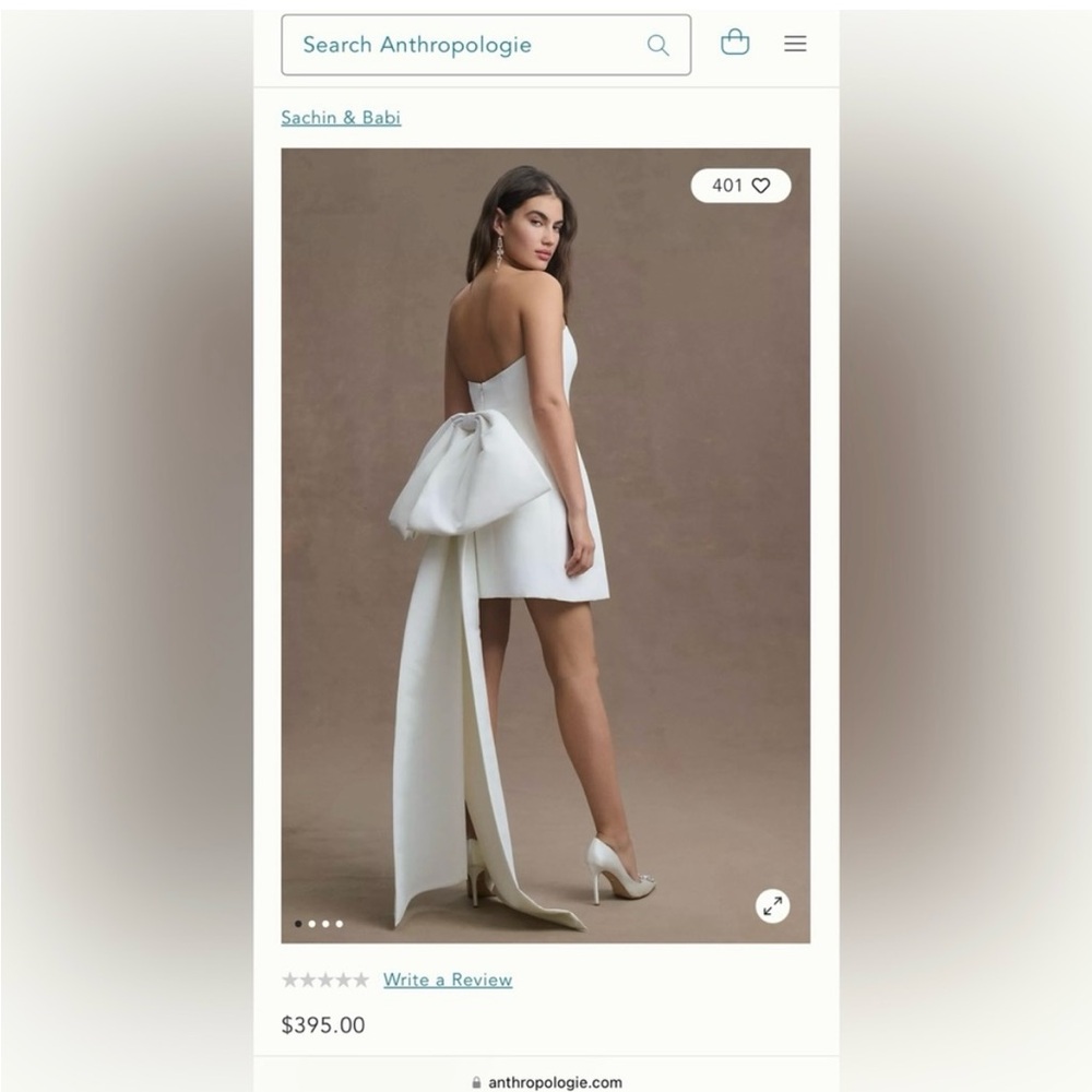 Sachin & Babi White Strapless Dress with Bow